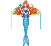 Kites for Girls Creative Cartoon Long-Tailed Mermaid Kite Park Air Entertainment Game Toys Easy to Fly in The Breeze Gifts for Girls (Size : 4.6ft+328ft line) (4.6ft+1312ft line)