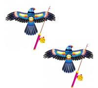 Kites for Kids Ages 4-8 Easy to Fly, Fishing Rod Kite Set with Dynamic Blue Eagle Design, Telescopic Pole for Outdoor Play, Children's Flying Toy with Adjustable Line, Two Piece Kit for Family Activit