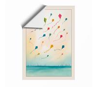 Kites in the Sky Modern Unframed Wall Art Print A2 (59.4×42cm), Wall Decor for Living Room, Bedroom, Office & Home, Art Gift