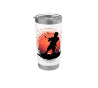 Kitesurfing Enthusiast Riding A Wave Silhouette and Sunset Stainless Steel Insulated Tumbler