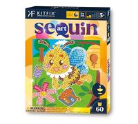 Kitfix - Sequin Art 60-20 x 20cm- Bee - 60min Craft Project - Craft Kit for Young Children Aged 5+ - 2521