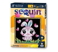 Kitfix - Sequin Art 60-20 x 20cm- Bunny - 60min Craft Project - Craft Kit for Young Children Aged 5+ - 2020