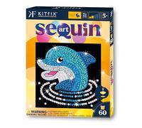Kitfix - Sequin Art 60-20 x 20cm- Dolphin - 60min Craft Project - Craft Kit for Young Children Aged 5+ - 1327