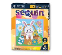 Kitfix - Sequin Art 60-20 x 20cm - Easter Bunny - 60min Craft Project - Craft Kit for Young Children Aged 5+ - 2609