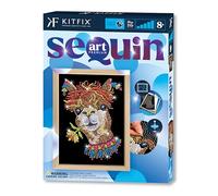 Kitfix - Sequin Art Alpaca with Wooden Frame - 27 x 36cm - Sequin Art Blue Premium - Creative Set - Craft Kit for Adults, Teenagers and Children Aged 8+ - 2111