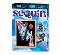 Kitfix - Sequin Art Giraffe & Calf with Wooden Frame - 27 x 36cm - Sequin Art Blue Premium - Creative Set - Craft Kit for Adults, Teenagers and Children Aged 8+ - 2218