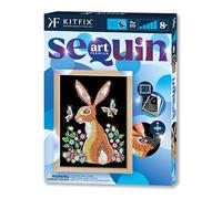 Kitfix - Sequin Art Hare with Wooden Frame - 27 x 36cm - Sequin Art Blue Premium - Creative Set - Craft Kit for Adults, Teenagers and Children Aged 8+ - 1827
