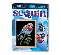 Kitfix - Sequin Art Lilac Breasted Roller with Wooden Frame - 27 x 36cm - Sequin Art Blue Premium - Creative Set - Craft Kit for Adults, Teenagers and Children Aged 8+ - 1806