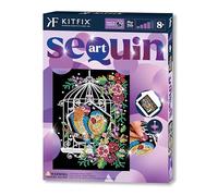 Kitfix - Sequin Art Purple - Birdcage - Creative Set - 27 x 36cm - Craft Kit for Children, Teenagers and Adults Aged 8+ - 1945
