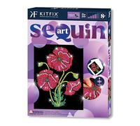 Kitfix - Sequin Art Purple - Poppies - Creative Set - 27 x 36cm - Craft Kit for Children, Teenagers and Adults Aged 8+ - 1936