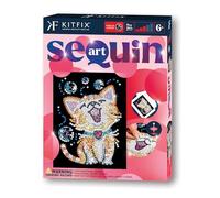 Kitfix - Sequin Art Red - Bubbles Kitten - Creative Set - 21 x 28cm - Craft Kit for Children and Adults Aged 6+ - 2418
