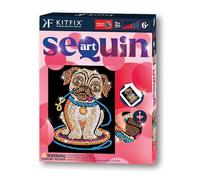 Kitfix - Sequin Art Red - Lily Pug - Creative Set - 21 x 28cm - Craft Kit for Children and Adults Aged 6+ - 2414