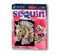 Kitfix - Sequin Art Red - Perri Pony s - Creative Set - 21 x 28cm - Craft Kit for Children and Adults Aged 6+ - 2203