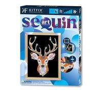 Kitfix - Sequin Art Stag Head with Wooden Frame - 27 x 36cm - Sequin Art Blue Premium - Creative Set - Craft Kit for Adults, Teenagers and Children Aged 8+ - 1933
