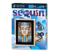 Kitfix - Sequin Art Tutankhamun with Wooden Frame - 27 x 36cm - Sequin Art Blue Premium - Creative Set - Craft Kit for Adults, Teenagers and Children Aged 8+ - 1954