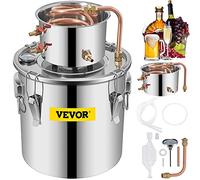 KITGARN Moonshine Still Distiller 3Gal 12L 2pot Stainless Steel Distillation Pot Copper Tube Home Brewing Kit Build-in Thermometer for DIY Whisky Wine Brandy Sliver