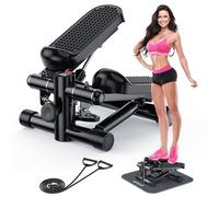 KitGody Mini Steppers for Exercise, Stair Stepper 330 lb Capacity, Workout Stepper Machine for Exercise at Home, Step Machine with Resistance Bands, Piano Black