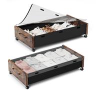 KITHELP Under Bed Storage with Wheels, Extra Large Rolling Metal Drawer for Clothes (Vintage Brown-2pack)