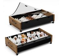 KITHELP Under Bed Storage with Wheels, Extra Large Rolling Metal Drawer for Clothes (Walnut Brown-2pack)