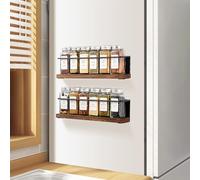 KitHero 2 Pack Strong Magnetic Spice Rack Organizer for Refrigerator and Microwave Oven, Metal Fridge Shelf, Space Saver for Kitchen Organization and Storage, Black