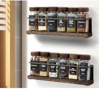 KitHero 2 Pack Strong Magnetic Spice Rack Organizer for Refrigerator and Microwave Oven, Metal Fridge Shelf, Space Saver for Kitchen Organization and Storage, Black