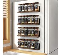KitHero 4 Pack Strong Magnetic Spice Rack Organizer for Refrigerator and Microwave Oven, Metal Fridge Shelf, Space Saver for Kitchen Organization and Storage, Black
