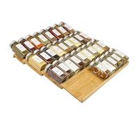 KitHero 4-Tier Bamboo Spice Drawer Organizer for Cabinet, Drawer, Counter, Kitchen, Seasoning, Storage Drawer, 16 inches wide x 15.8 inches deep (can hold)