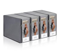 KitHero 4pack Bed Sheet Organizer, Foldable Linen Closet Organizers and Storage with Sealed Design, Queen & King Size Sheet Storage with Window, Closet Organizer for Bedsheets/Blankets/Clothes, Grey