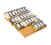 KitHero Spice Drawer Organzier,4 Tiers Bamboo Spice Rack Tray Insert for Cabinet Drawer Countertop, Kitchen Seasoning Storage Drawer Organization,14.57" Wide x 15.8" Deep (Hold UP To 32 Jars