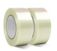 KITHIOM 2 Roll Crosswise Reinforced Tape - Cricket Bat Tape 170mic x 50mm x 50m Clear Filament Strapping Tape, Bi-Directional Fiberglass Reinforced Tape for Repairing, Moving, Bunding, Sealing