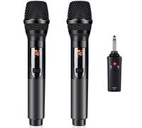 KITHOUSE Wireless Microphone, K380S Dual Cordless Metal Dynamic Mic System with Rechargeable Receiver, for Karaoke Singing, Wedding, Party, Speech, Church, Meeting