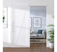 kithwjll 6ft White Powder Coated Steel Sliding Door Fitting for Barn Kitchen Study with Door Stop and Floor Guide Low Noise Durable Easy to Install
