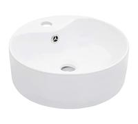 kithwjll Bathroom Sink Ceramic White 36 x 13 cm with Overflow and Tap Hole Countertop Basin for Bathroom Guest Toilet Sanitary Ceramic Hand Wash Basin Bathroom Tap Drain Siphon Mineral Cast