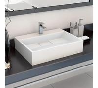 kithwjll Cast Mineral Washbasin, White, 50 x 38 x 13 cm, Countertop Basin, Wall Basin with Tap Hole for Bathroom, Guest Toilet, Sanitary Ceramic, Washroom, Bathroom Fitting, Hand Wash Basin
