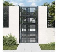 kithwjll Garden Gate Anthracite 105 x 225 cm Steel Garden Door with Lock and Handle, Adjustable 104-106 cm, Fence Gate for Garden, Yard, Patio, Lockable with Sturdy Frame and Posts