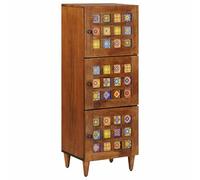 kithwjll Highboard with Door Walnut 40 x 33 x 110 cm Solid Wood Mango Modern Sideboard Living Room Shelf with Storage Space and Practical Door Compartment
