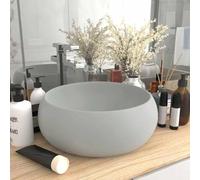 kithwjll Luxurious Round Matt Light Grey Ceramic Wash Basin 40 x 15 cm Countertop Sink for Bathroom Guest Toilet with Drainage Hole 4.5 cm Modern Wash Basin for Bathroom and Sanitary Ware