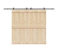 kithwjll Sliding Door Fitting Set 305 cm Steel Black with Door Stop, Wheels, Fixing Brackets and Floor Guide for Barn Doors, Maximum Load 100 kg, Mounting Accessories for Door Handle, Hinge, Seal