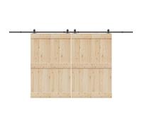kithwjll Sliding Door Fitting Set 400cm Powder Coated Steel Black with Door Stops and Rubber Seals, Barn Door Rail Connector for Wide Door Openings, Quiet Running, Easy Assembly