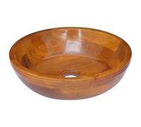 kithwjll Solid Teak Washbasin 40 cm Diameter 10 cm Height Countertop Basin for Bathroom Guest Toilet with Drainage Hole 5 cm Fine Polished, Low Maintenance and Decorative