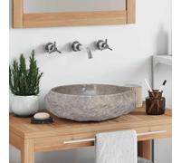 kithwjll Washbasin Grey Marble Diameter 40 x 12 cm Hand Wash Basin Countertop Sink for Bathroom Guest Toilet Sanitary Ware with Drain and Robust Surface