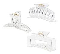 Kitiin Clear Claw Clips for Thick/Fine/Thin Hair, Strong Holding Large Jaw Polycarbonate Clips for Women (3 pcs)
