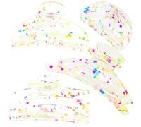Kitiin Colorful Sprinkles Claw Clips for Hair Young Women Girls Nonpareil Sprinkles Clear Claw Clips Cute Fairy Festival Birthday Gift Decorative Hair Clips Fun Rainbow Irdescent Hair Accessories