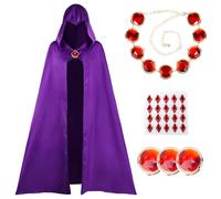Kitimi Robel Raven Costume Adult - Cape, Cloak, Red Gem Belt, Halloween Uniform Cosplay Accessories for Women