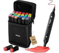 Kitire 24 Alcohol Markers Set, Quick Drying Dual Tip Colouring Pens for Adults, Permanent Art Felt Tip Pens for Coloring Book, Drawing Graffiti, Manga Artists, Painting, Anime, Sketching