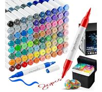 Kitire Acrylic Paint Pens, 80 Colors Dual Tip Acrylic Markers Paint Pens, Strong Coverage for Paint Rocks, Glass, Wood, Fabric, Paper, Colouring Book, DIY Crafts Art Supplies