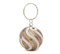 Kitise Ball Shape Spiral Crystals Pattern Clutch Bag In Gold Gold