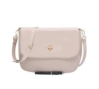 Kitise Bee Accent Flap Over Zip Closure Crossbody Bag With Detachable Strap In Beige Beige One Size