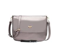 Kitise Bee Accent Flap Over Zip Closure Crossbody Bag With Detachable Strap In Grey Grey