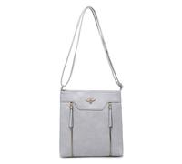 Kitise Bee Detail Dual Zipper Pockets Slim Crossbody Bag In Grey Grey One Size